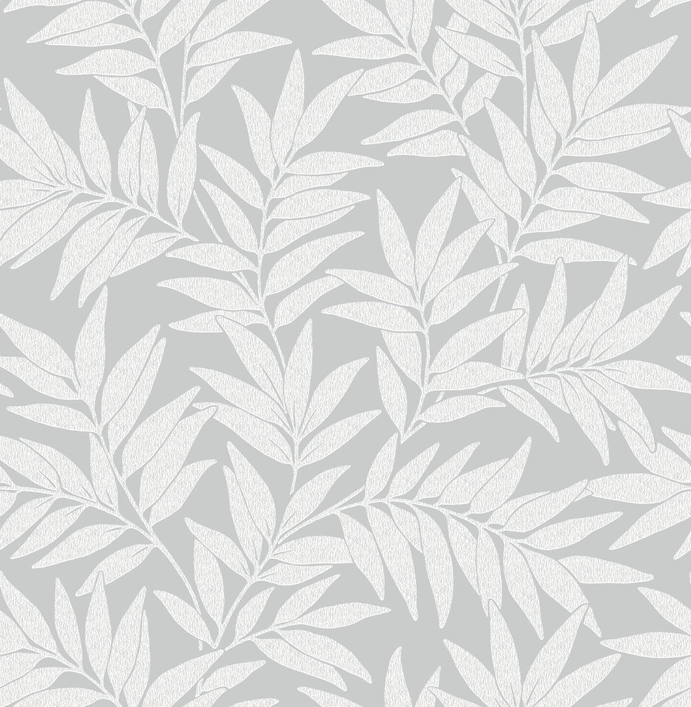 A-Street Prints Morris Leaf Light Grey Wallpaper