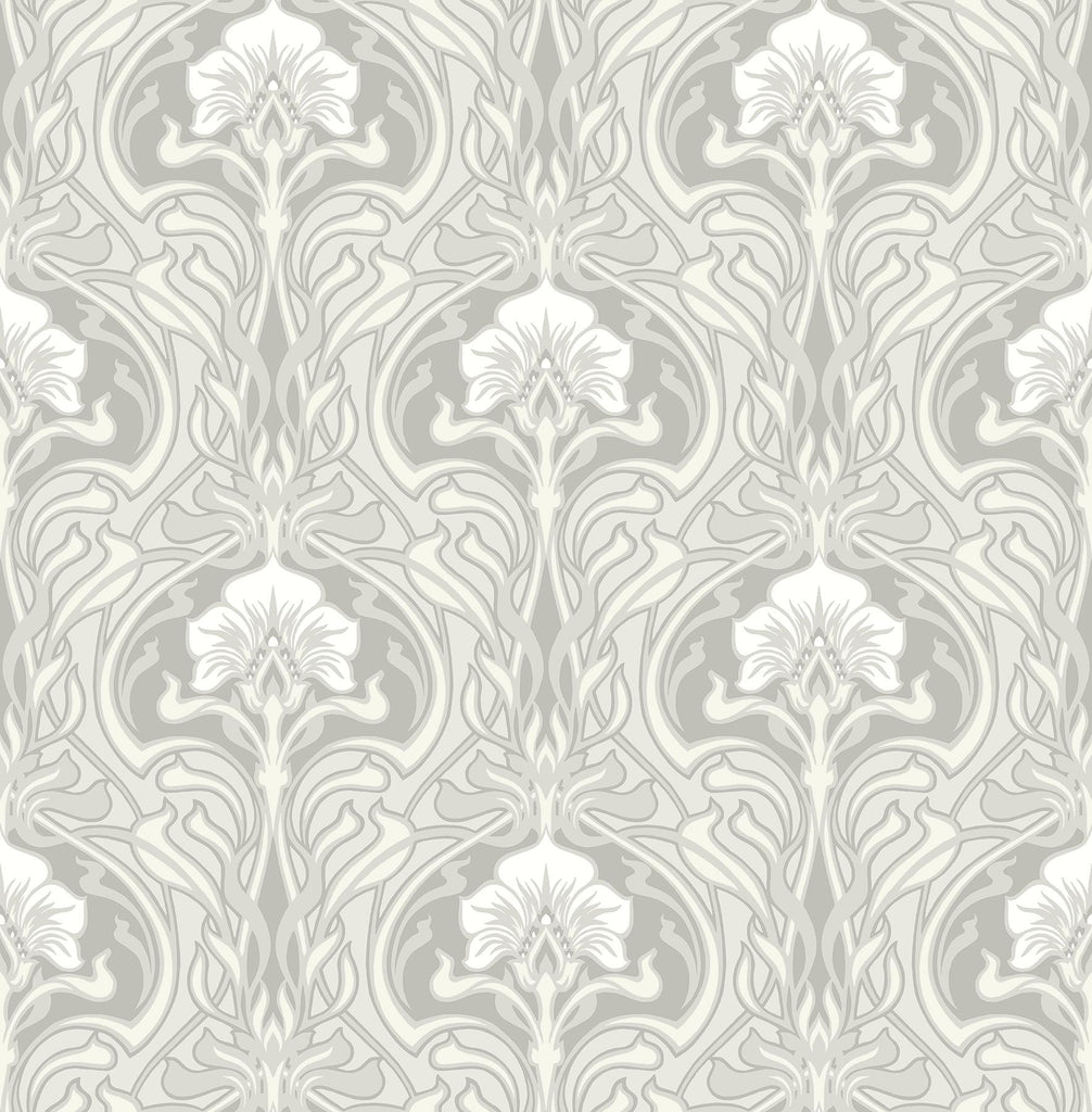 A-Street Prints Mucha Botanical Ogee Off-White Wallpaper