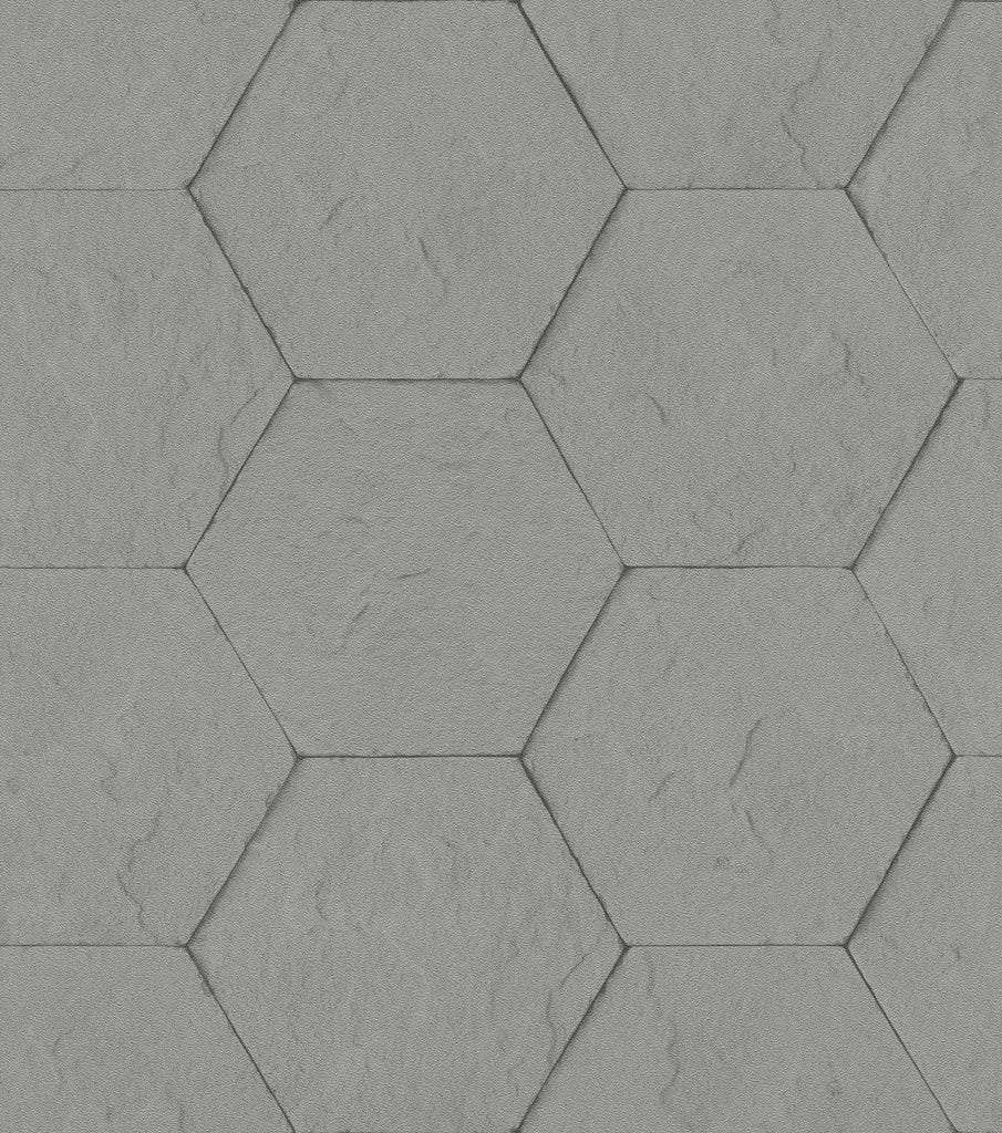 Brewster Home Fashions Bascom Dark Grey Stone Hexagon Wallpaper