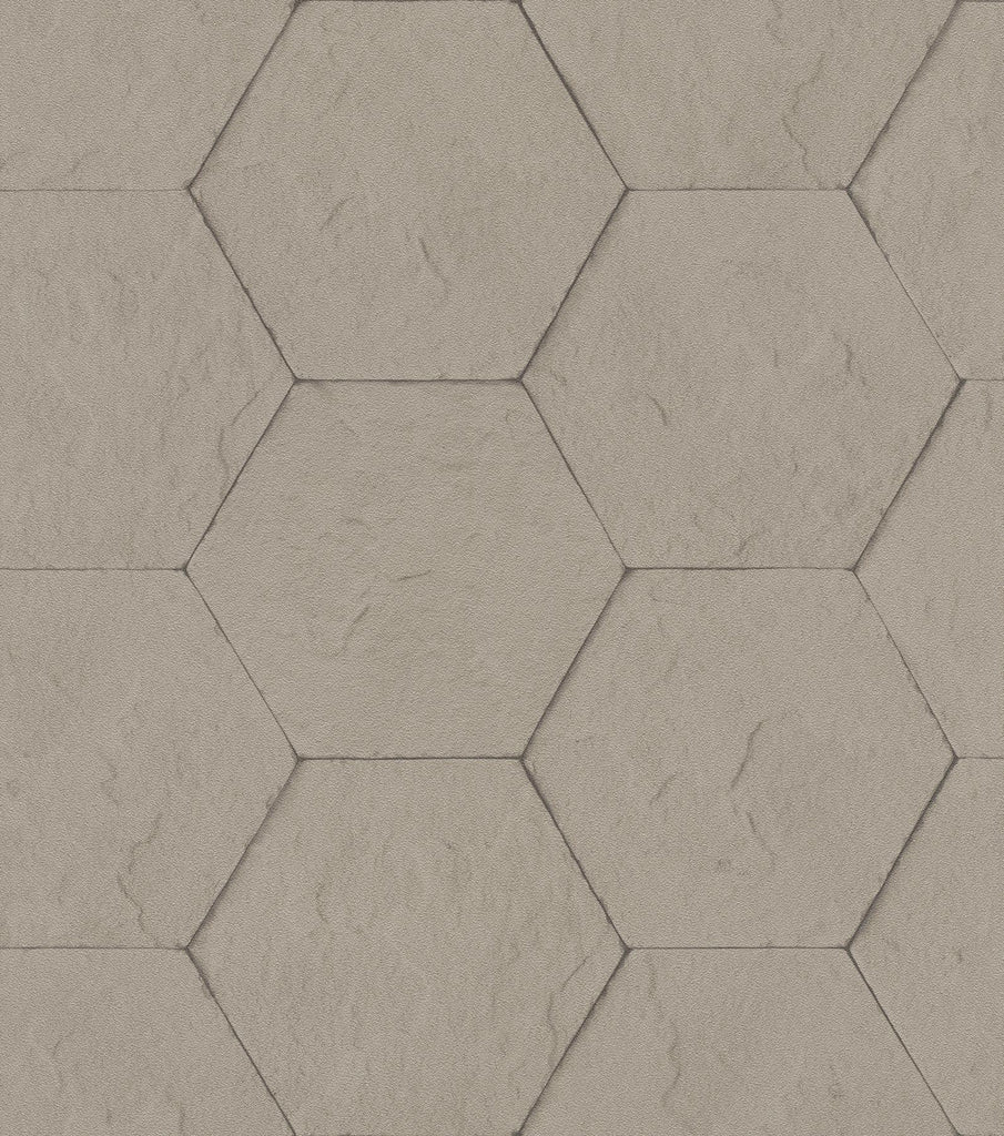 Brewster Home Fashions Bascom Light Grey Stone Hexagon Wallpaper