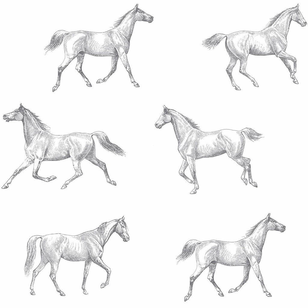 Brewster Home Fashions Burnett Horses Off-White Wallpaper