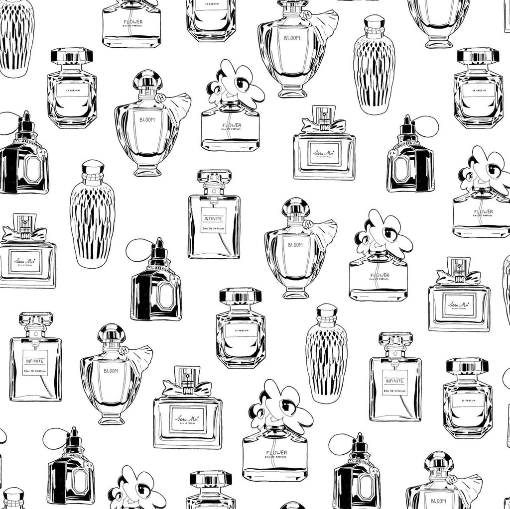 Brewster Home Fashions Chita White Perfume Bottles Wallpaper