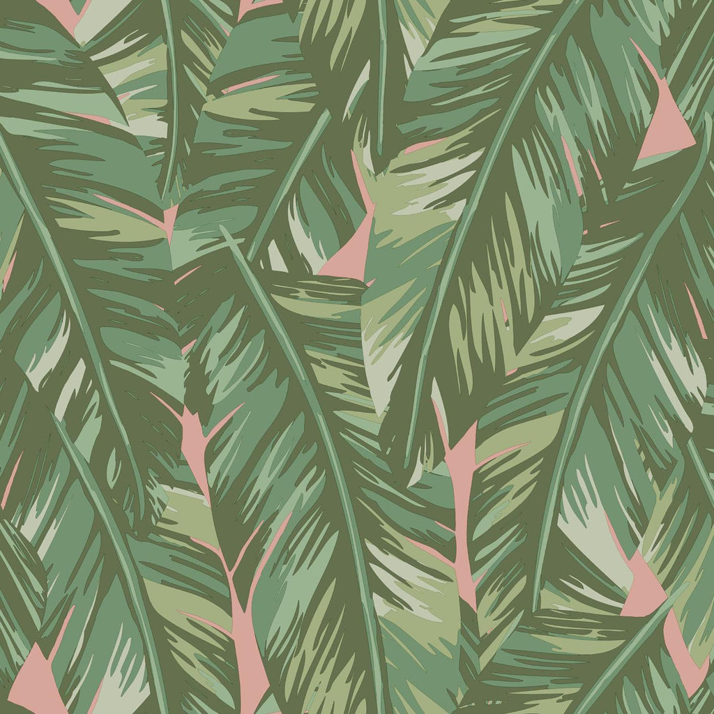 Brewster Home Fashions Dumott Olive Tropical Leaves Wallpaper