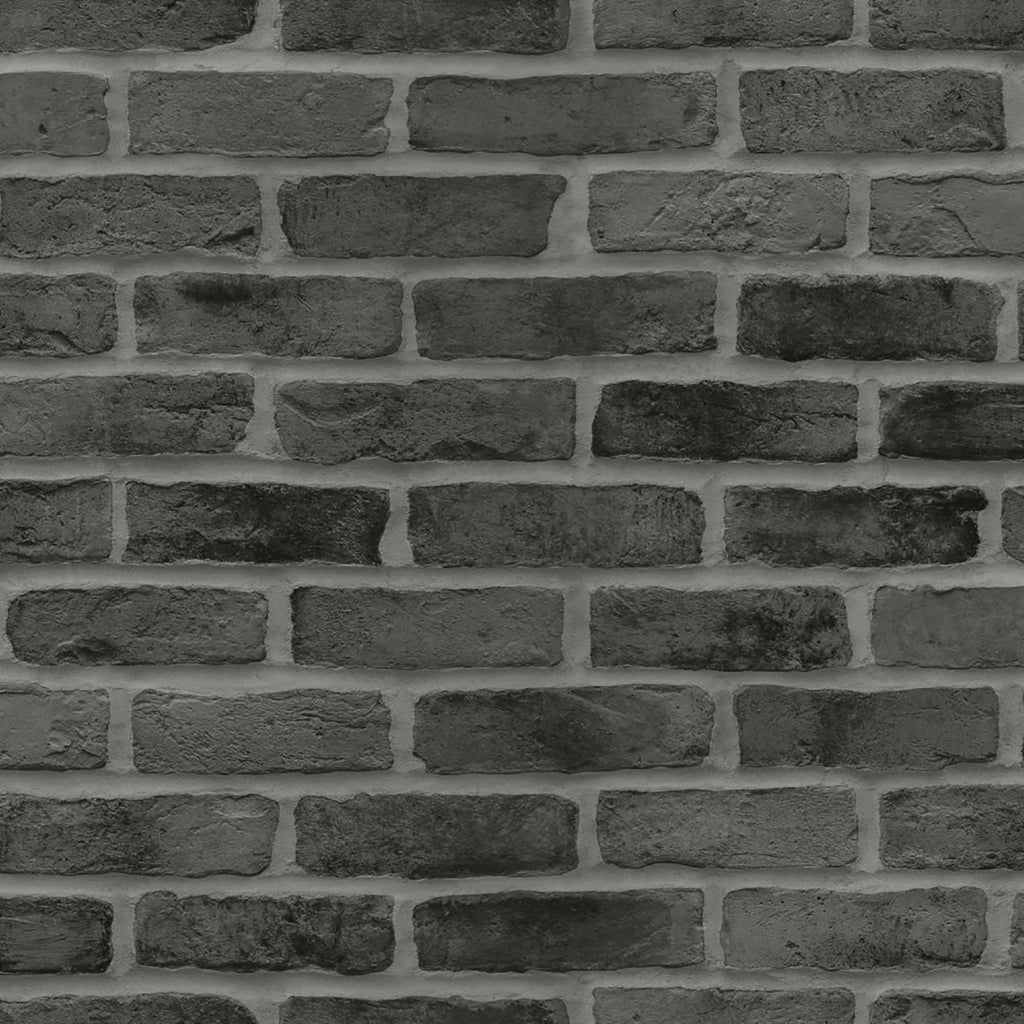 Brewster Home Fashions Burnham Black Brick Wall Wallpaper