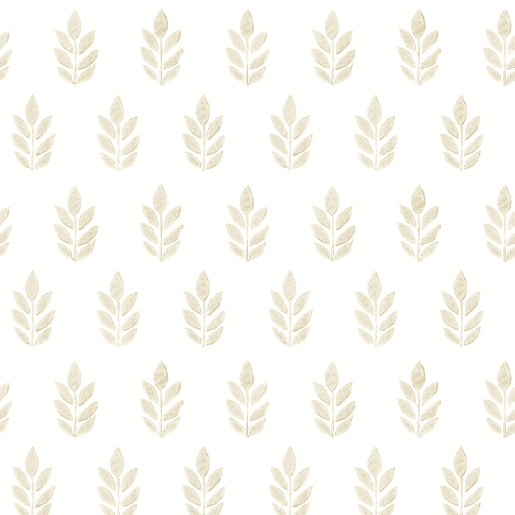 Brewster Home Fashions Ervic Leaf Block Print Neutral Wallpaper