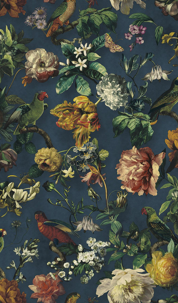 Brewster Home Fashions Claude Floral Navy Wallpaper