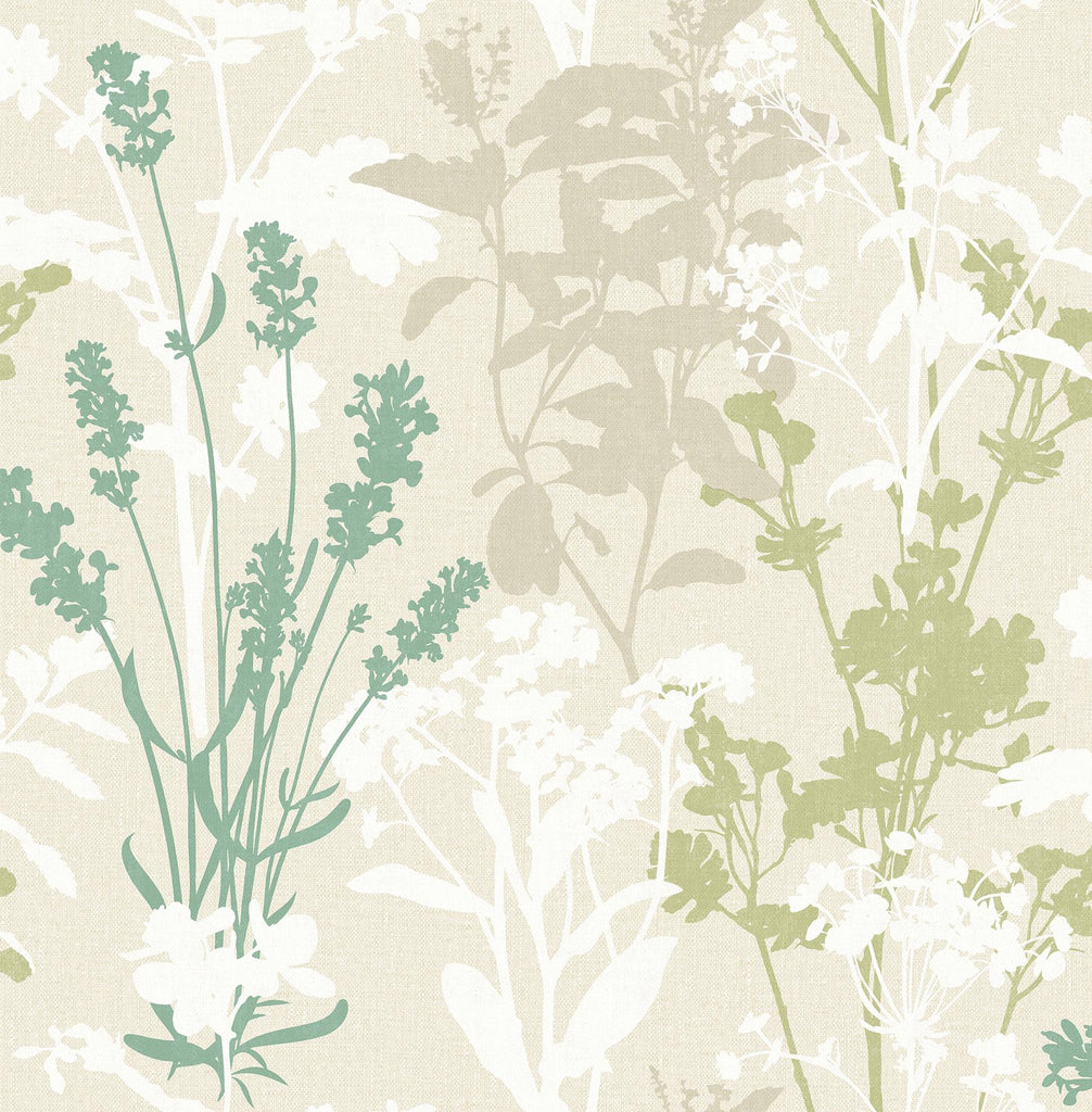 Brewster Home Fashions Santa Lucia Wild Flowers Green Wallpaper