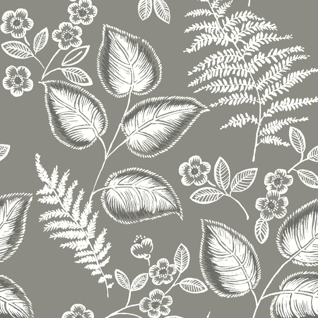 Brewster Home Fashions Grey Foliage Peel & Stick Wallpaper