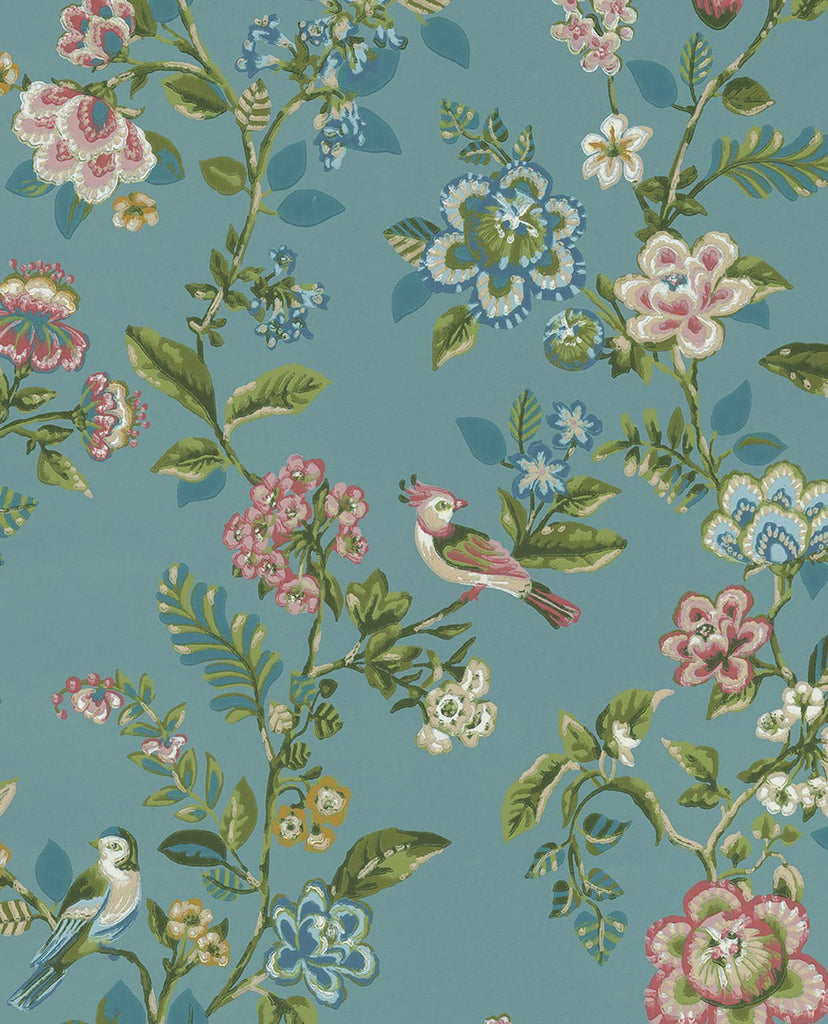 Brewster Home Fashions Willem Painted Garden Teal Wallpaper