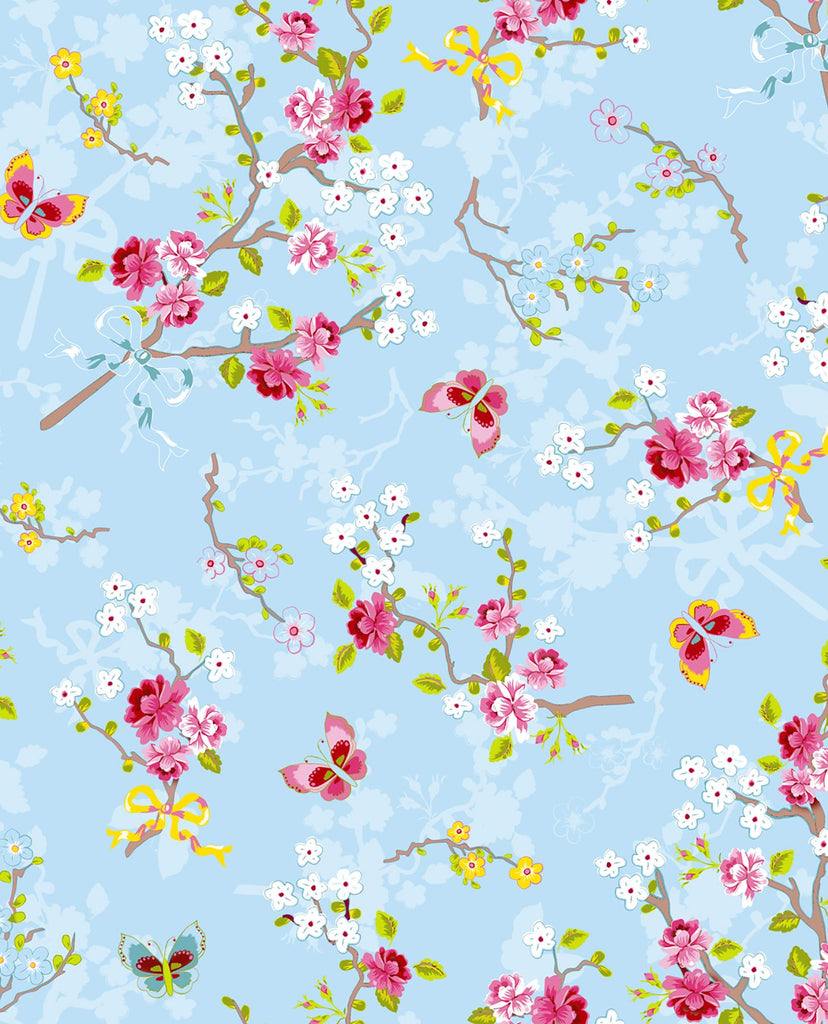 Brewster Home Fashions Ilse Cherry Blossom Light Blue Wallpaper