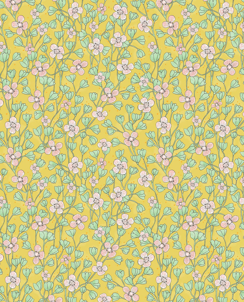 Brewster Home Fashions Maja Miniature Floral Mustard Wallpaper