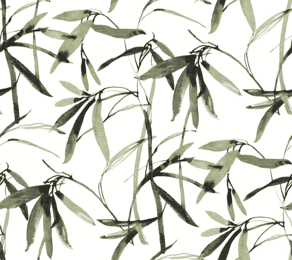 York Bamboo Ink Green/Black Wallpaper