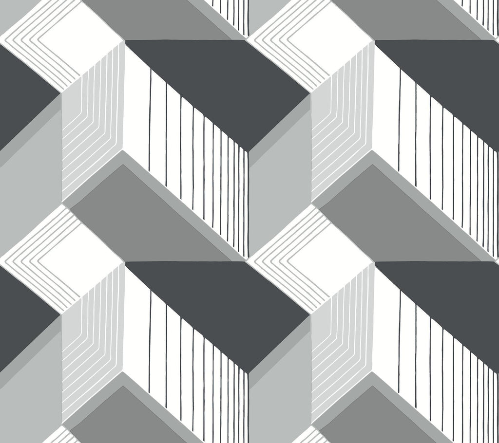 York Graphic Geo Blocks Black/White Wallpaper