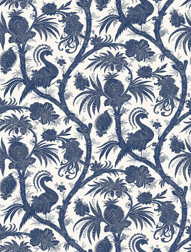 Brewster Home Fashions Indigo Balinese Peacock Scalamandre Self Adhesive Wallpaper