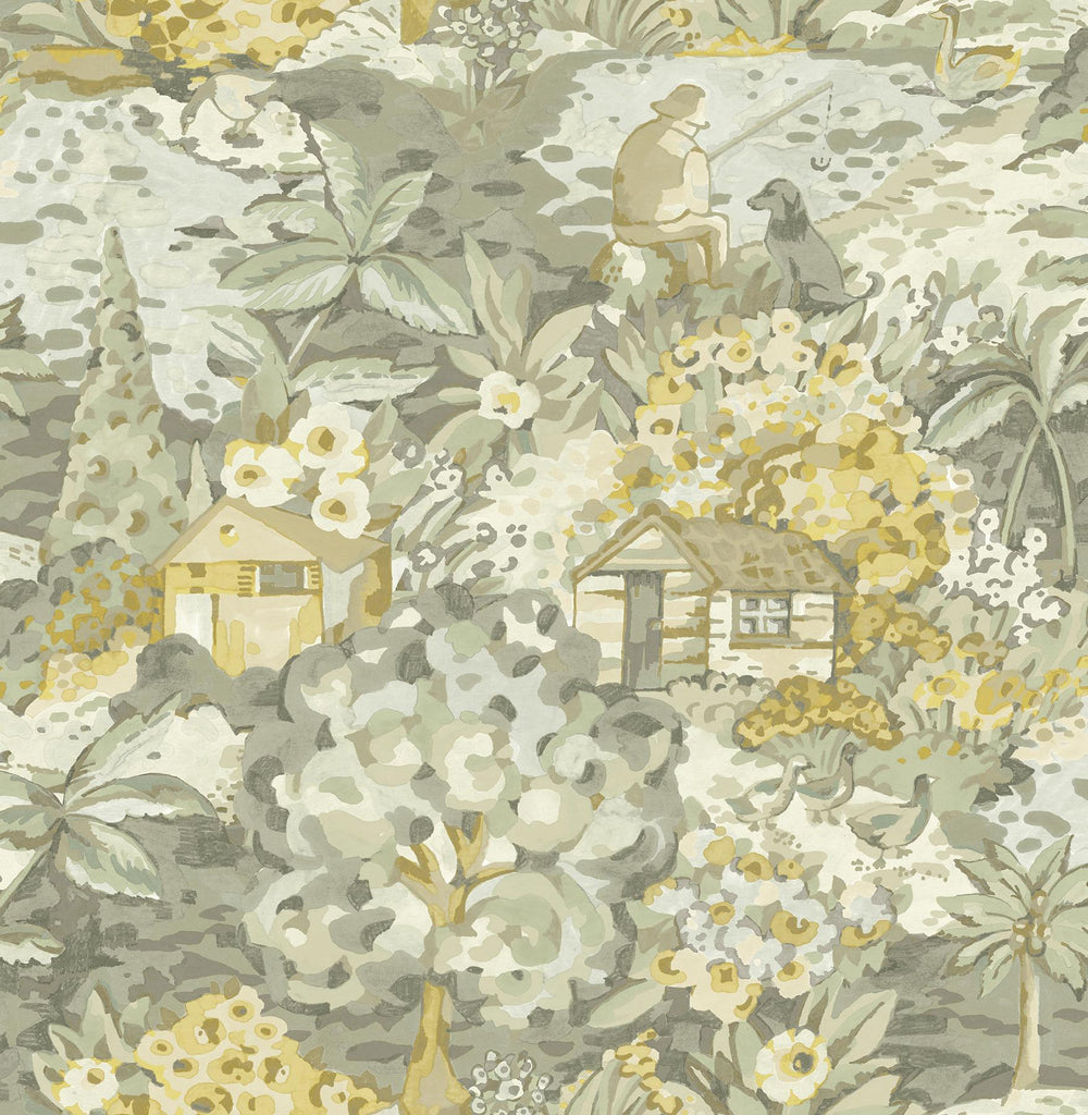 Brewster Home Fashions Yellow Grey le Forestier Peel & Stick Wallpaper