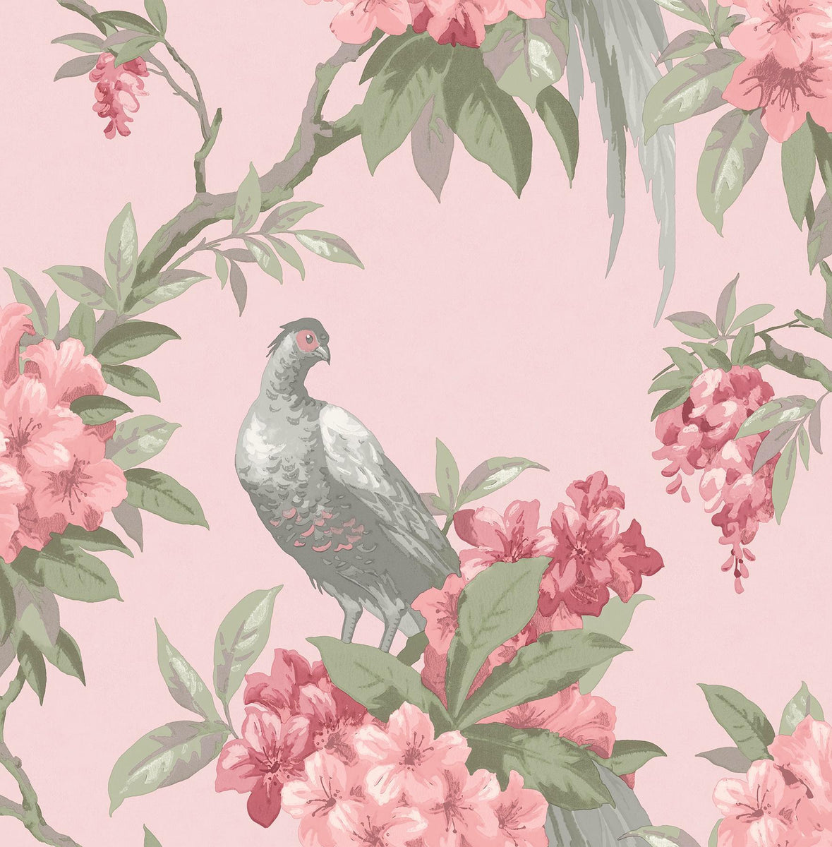 Brewster Home Fashions Brewster Archive Collection Birds Pink Wallpape ...