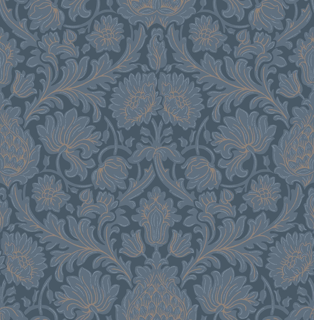 Brewster Home Fashions Bamburg Dark Blue Floral Wallpaper