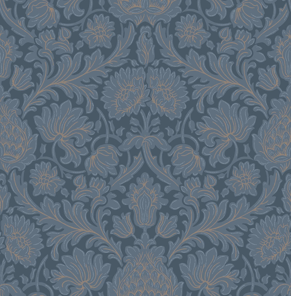 Brewster Home Fashions Bamburg Floral Dark Blue Wallpaper