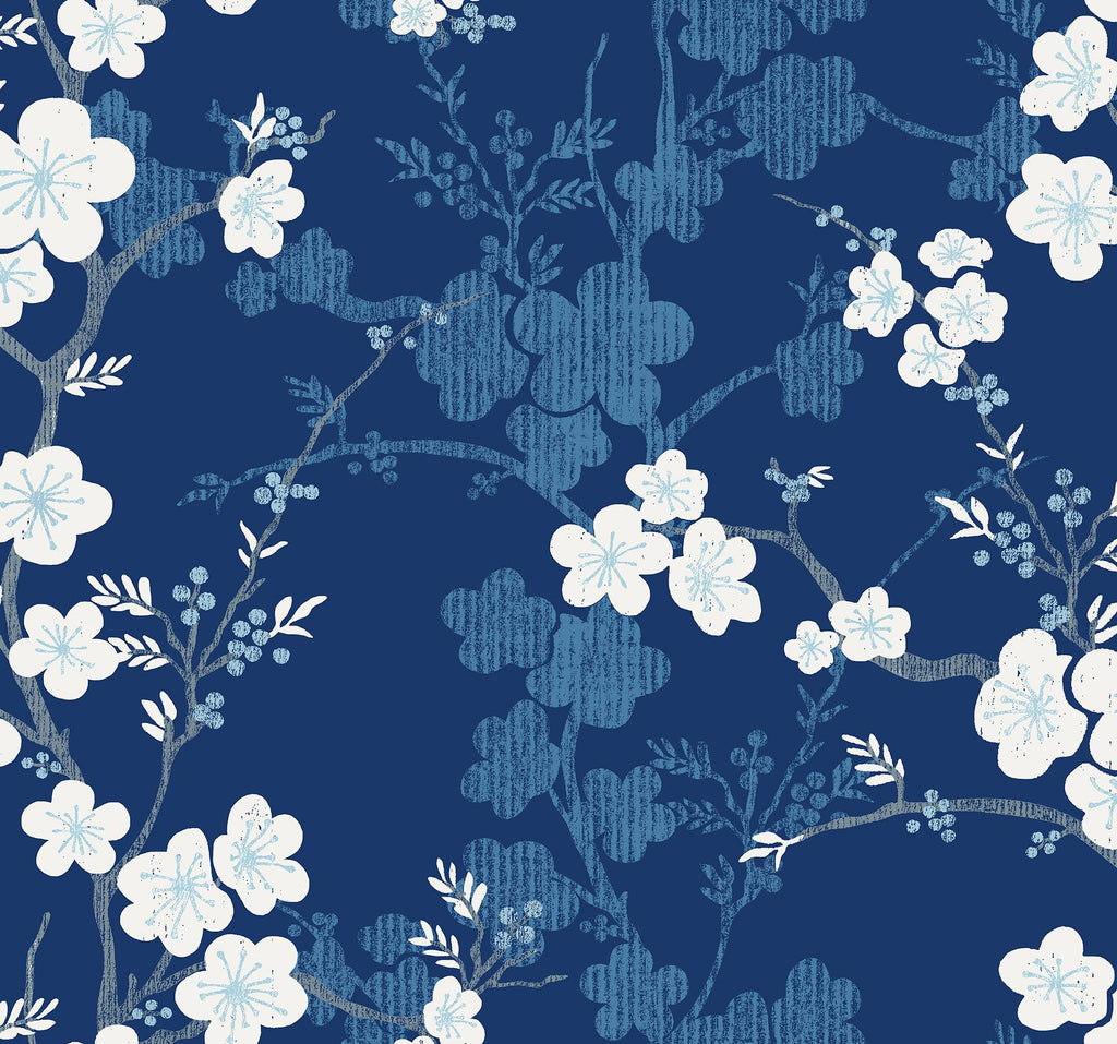 A-Street Prints Nicolette Floral Trail Navy Wallpaper