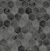 Seabrook Inlay Hexagon Cosmic Black & Metallic Silver Wallpaper