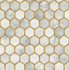 Seabrook Inlay Hexagon Alaska Grey & Metallic Gold Wallpaper