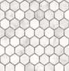 Seabrook Inlay Hexagon Carrara & Metallic Silver Wallpaper