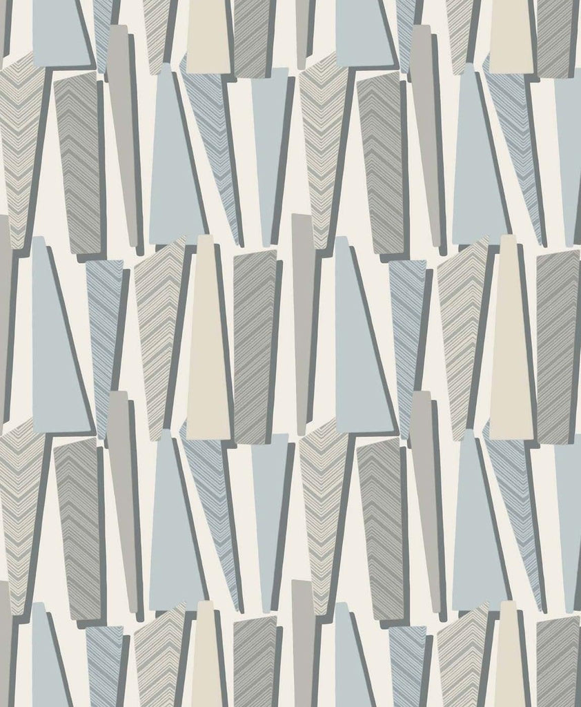 Seabrook Geometric Shadows Blue Wallpaper