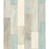 Roommates Coastal Weathered Plank Peel And Stick Blue/Tan Wallpaper