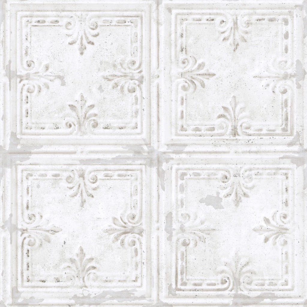 RoomMates Tin Tile Peel & Stick white Wallpaper