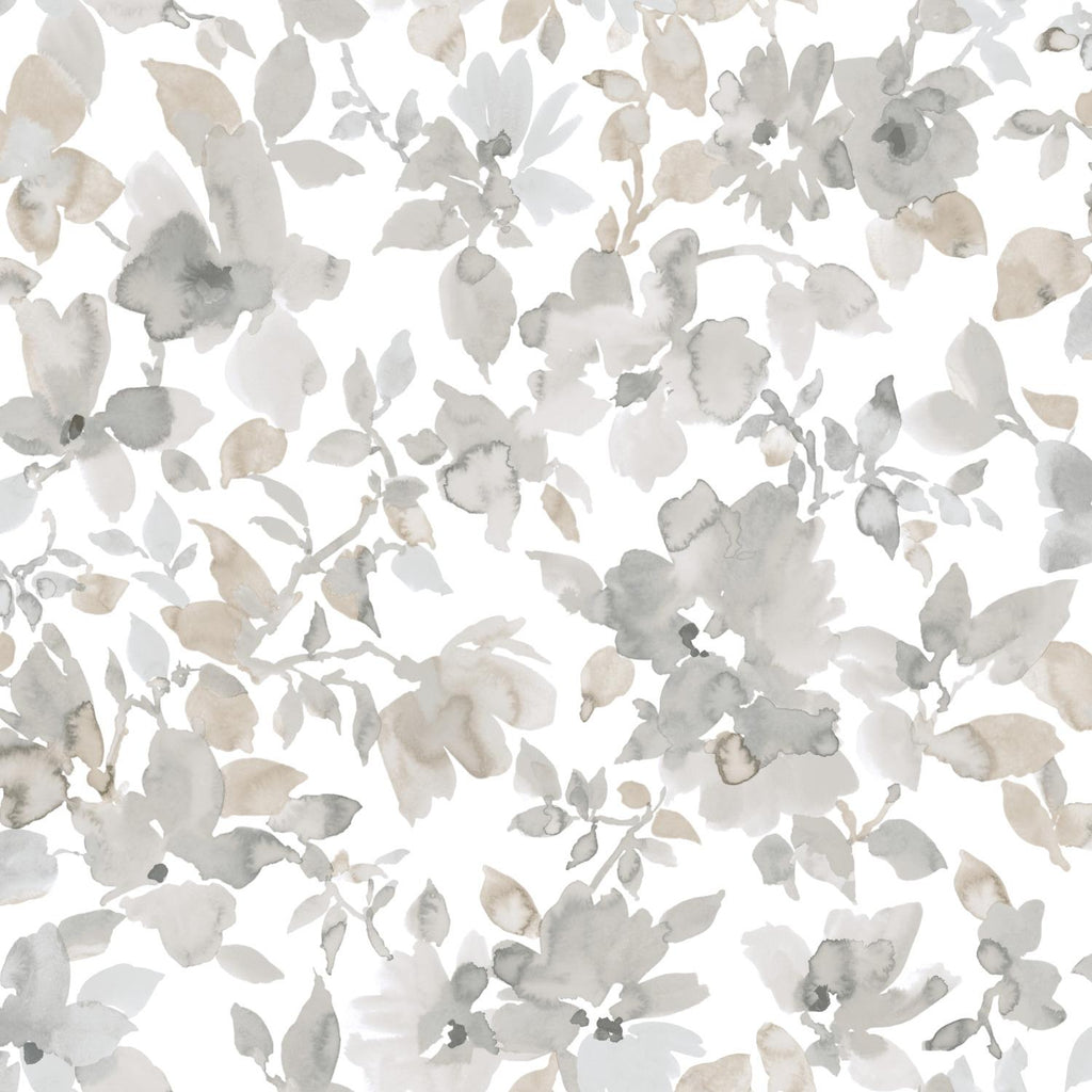 RoomMates Watercolor Floral Peel & Stick tan Wallpaper