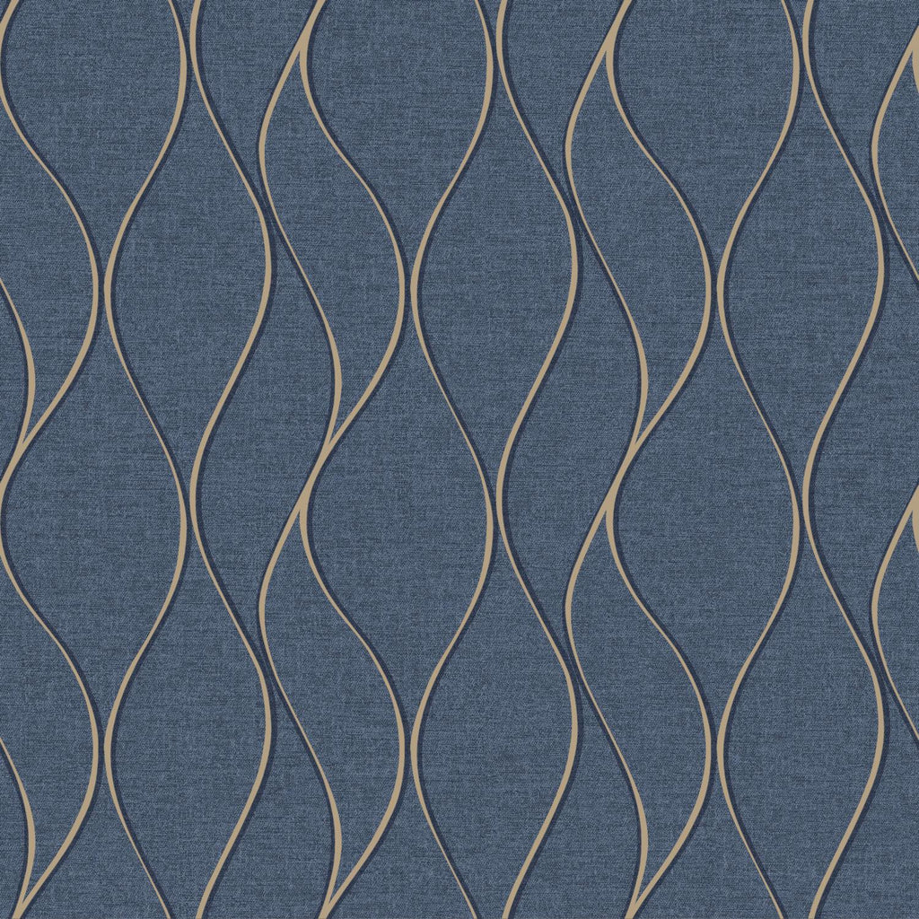 RoomMates Wave Ogee Peel & Stick blue Wallpaper