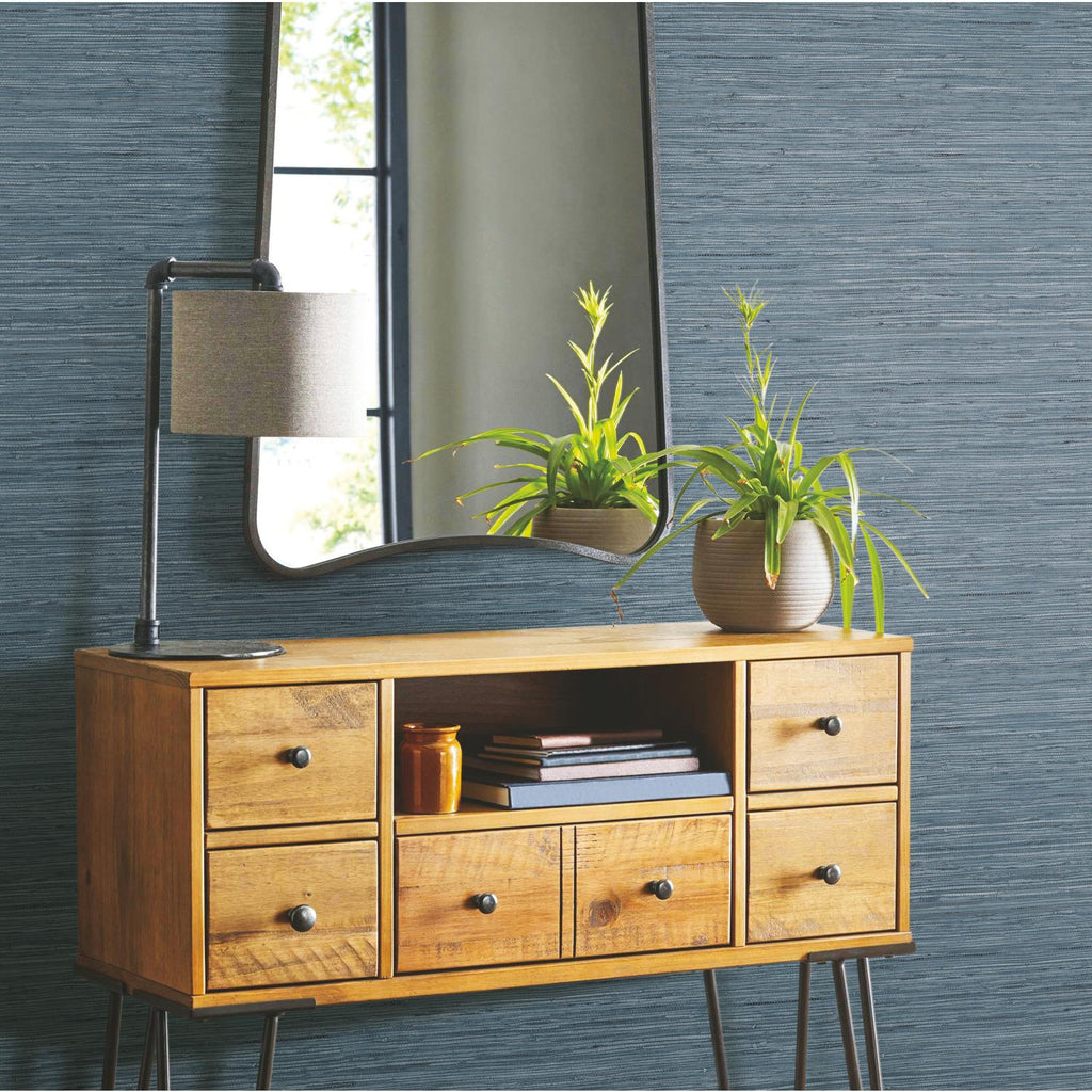 RoomMates Faux Grasscloth Peel & Stick blue Wallpaper