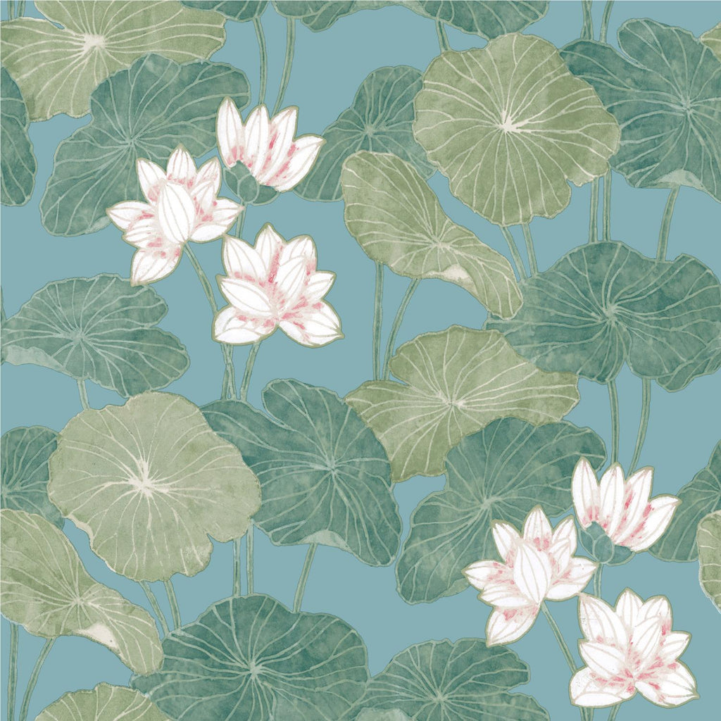 RoomMates Lily Pad Peel & Stick blue Wallpaper