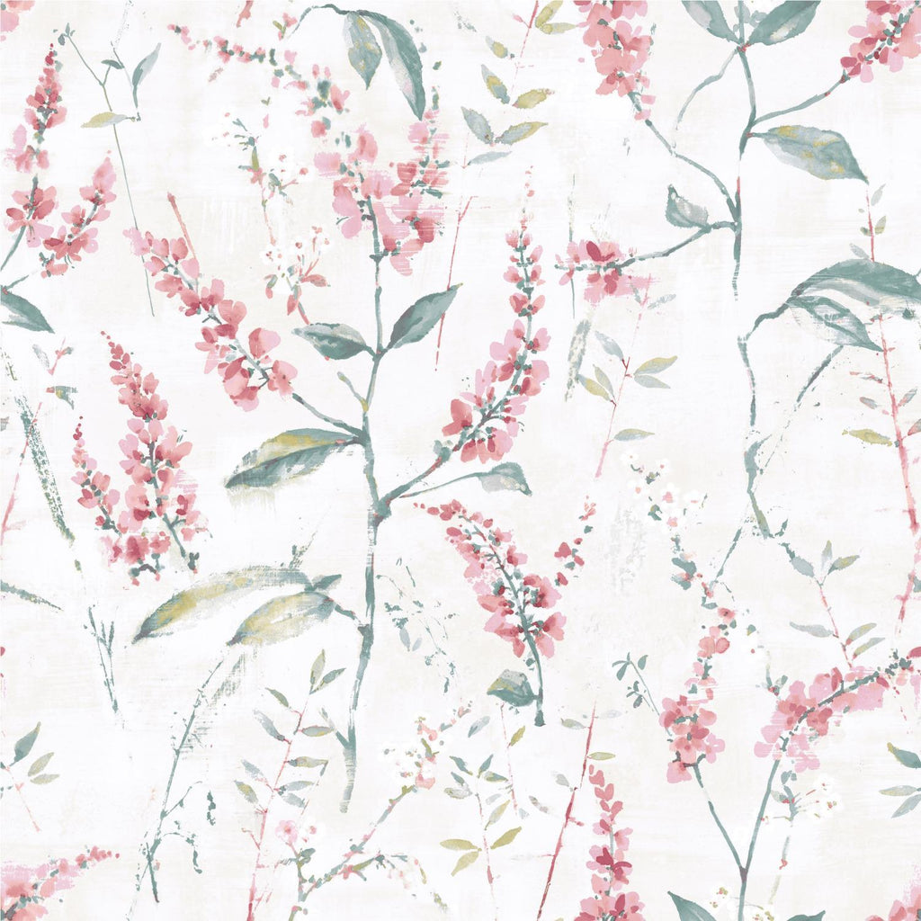 RoomMates Floral Sprig Peel & Stick pink Wallpaper