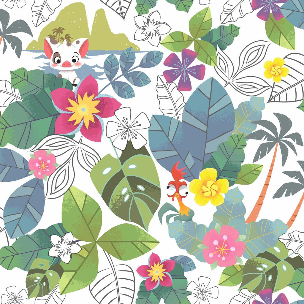 RoomMates Disney Moana Jungle Peel & Stick blue Wallpaper