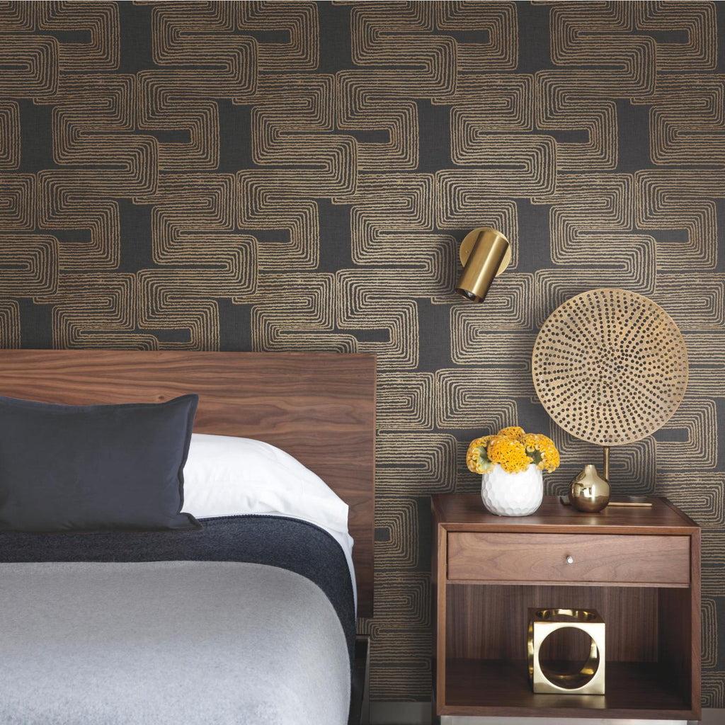 RoomMates Zulu Signature Peel & Stick black/gold Wallpaper