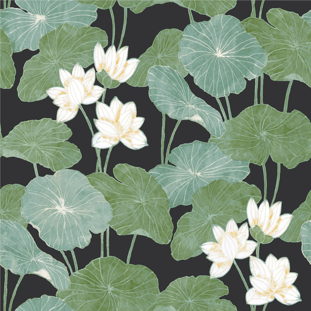 RoomMates Lily Pad Peel & Stick black Wallpaper