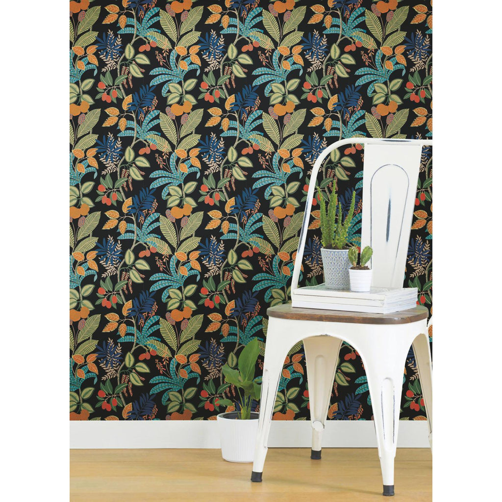 RoomMates Funky Jungle Peel & Stick black/green Wallpaper