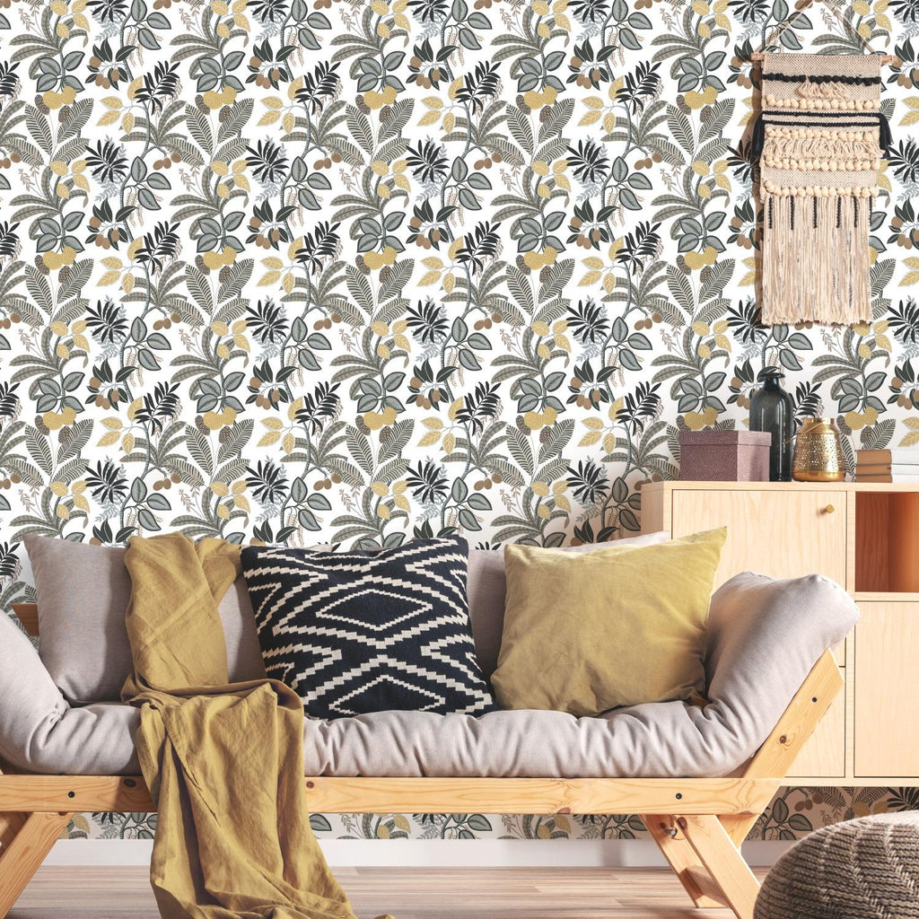 RoomMates Funky Jungle Peel & Stick white/yellow Wallpaper