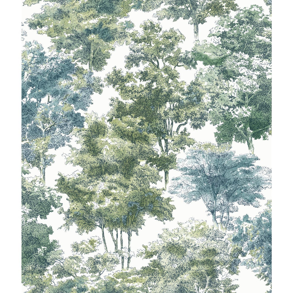 RoomMates Old World Trees Peel & Stick green/blue Wallpaper