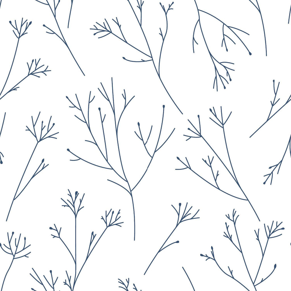 RoomMates Twigs Peel & Stick navy/white Wallpaper