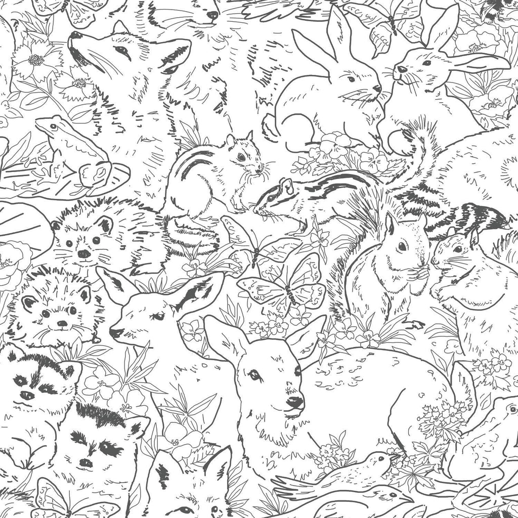 RoomMates Woodland Sketch Peel & Stick white Wallpaper