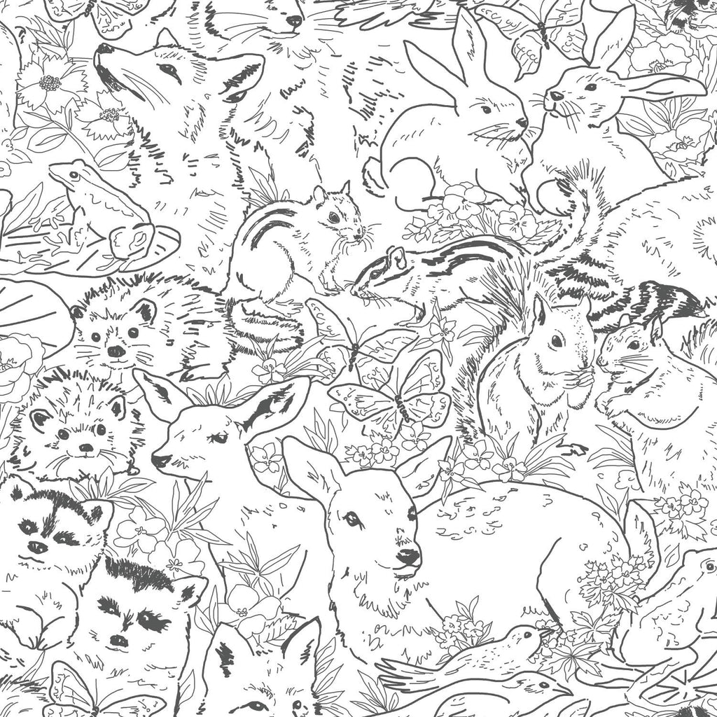 RoomMates Woodland Sketch Peel & Stick white/black Wallpaper