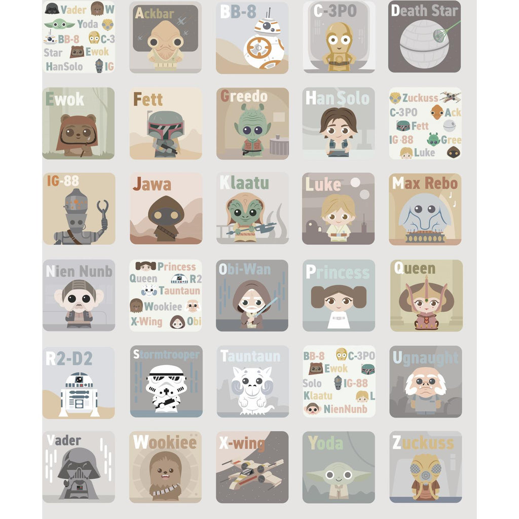 RoomMates Star Wars Infant Alphabet Peel & Stick grey/beige/blue/yellow/teal/red/brown Wallpaper