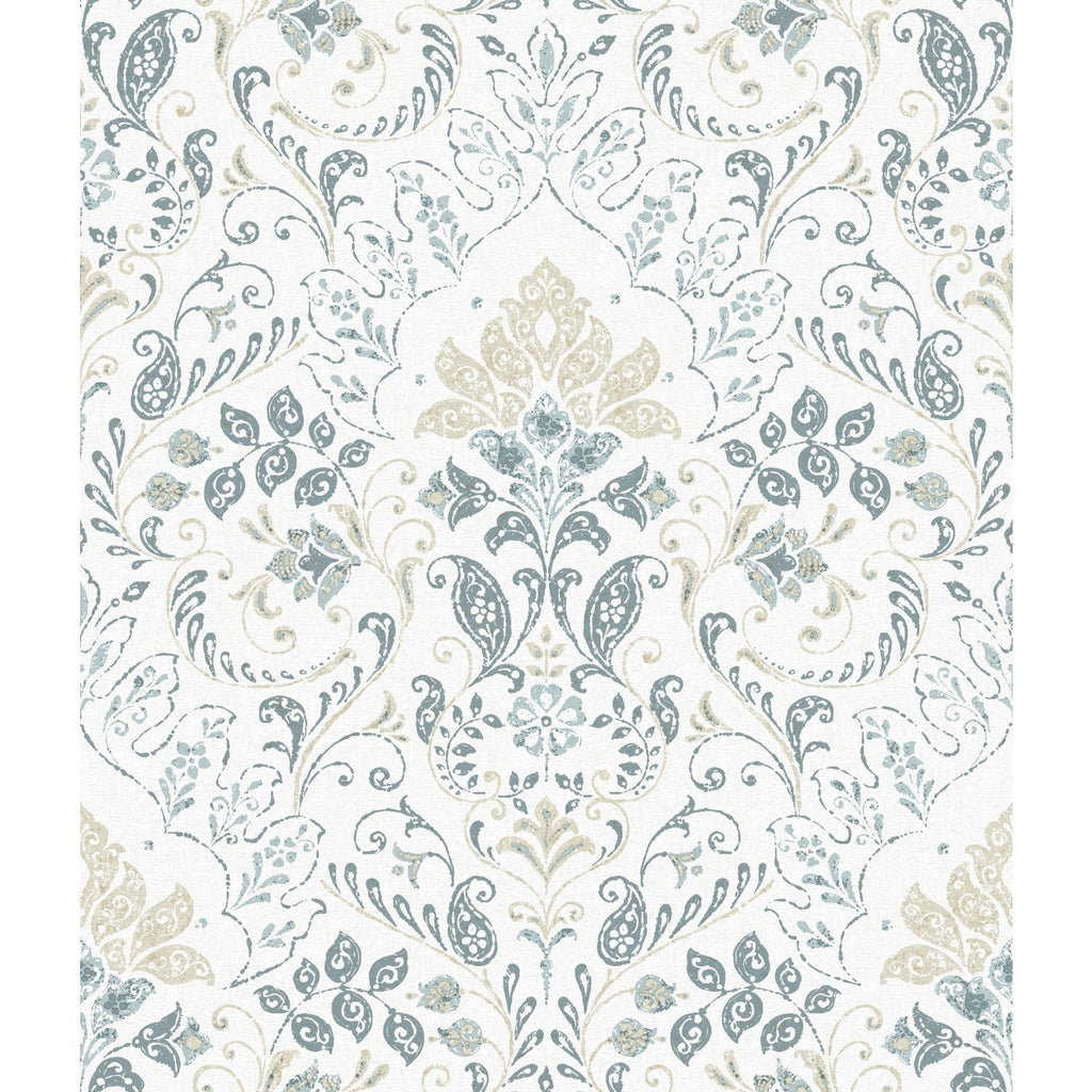 RoomMates Persian Damask Peel & Stick white/blue Wallpaper