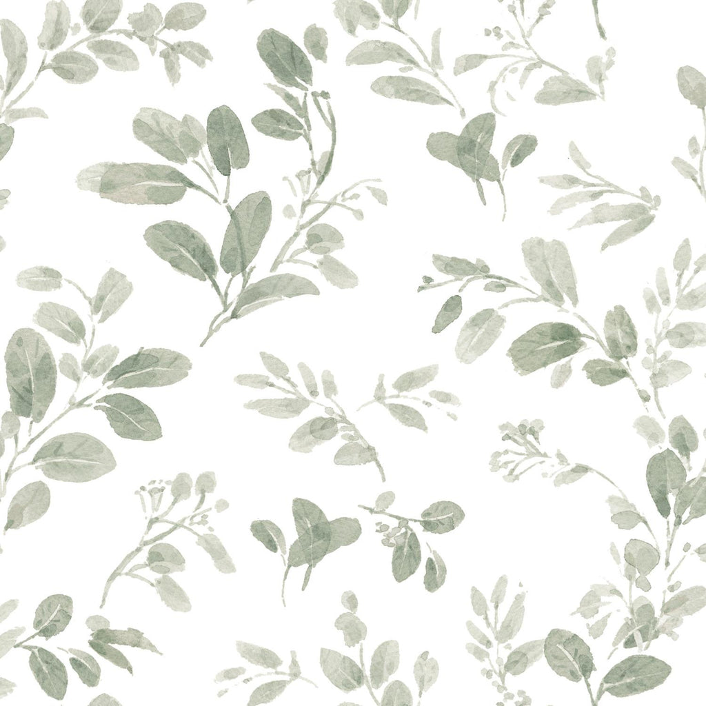 RoomMates Dancing Leaves Peel & Stick green/white Wallpaper