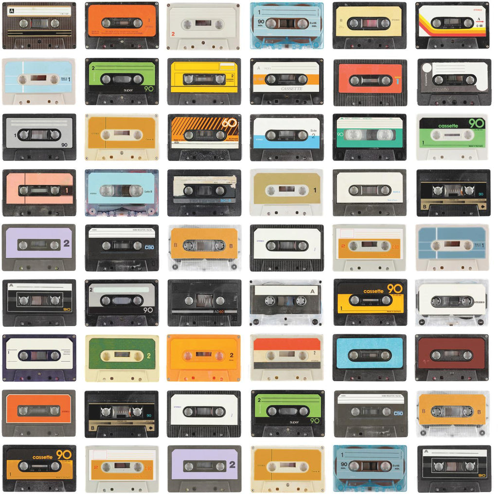 RoomMates Retro Cassettes Peel & Stick red/orange/blue/purple/yellow/green/grey/black Wallpaper