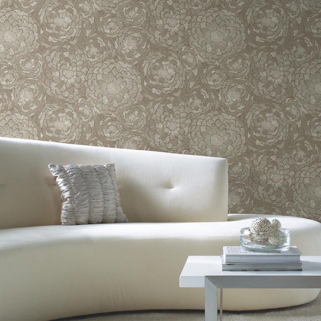 RoomMates Zen Dahlia Peel & Stick brown/taupe Wallpaper