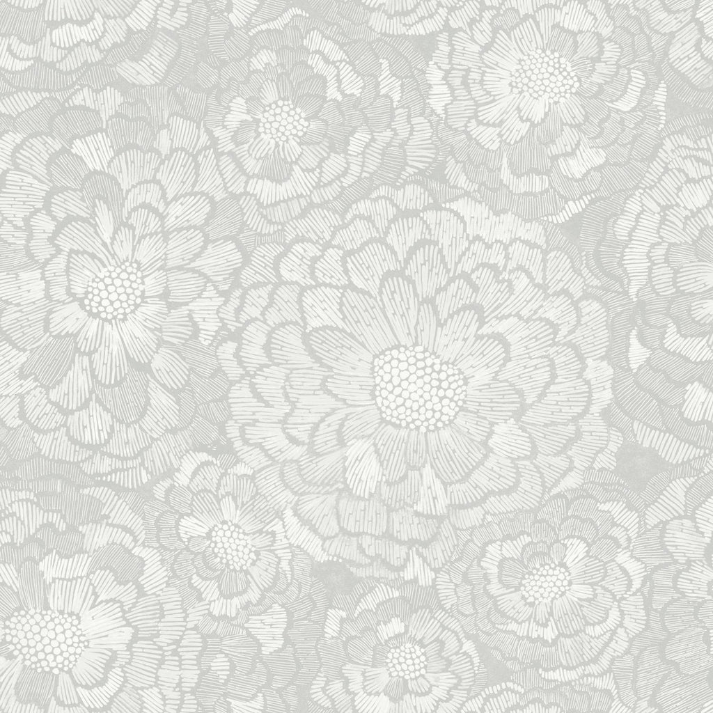 RoomMates Zen Dahlia Peel & Stick grey/white Wallpaper