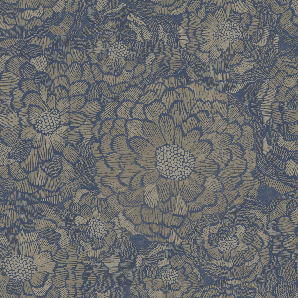 RoomMates Zen Dahlia Peel & Stick blue/taupe Wallpaper